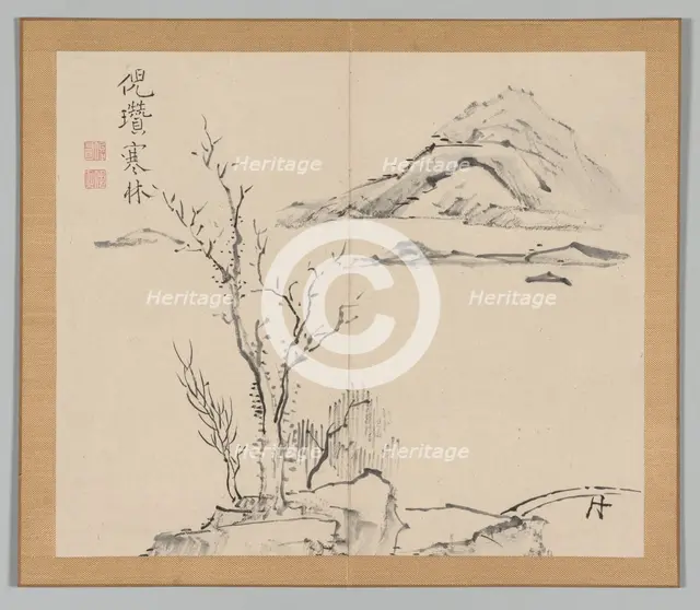 Double Album of Landscape Studies after Ikeno Taiga, Volume 2 (leaf 11), 18th century. Creator: Aoki Shukuya (Japanese, 1789).
