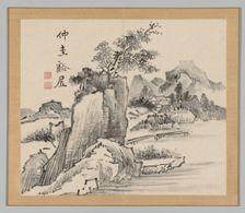 Double Album of Landscape Studies after Ikeno Taiga, Volume 2 (leaf 14), 18th century. Creator: Aoki Shukuya (Japanese, 1789)