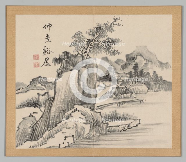 Double Album of Landscape Studies after Ikeno Taiga, Volume 2 (leaf 14), 18th century. Creator: Aoki Shukuya (Japanese, 1789).