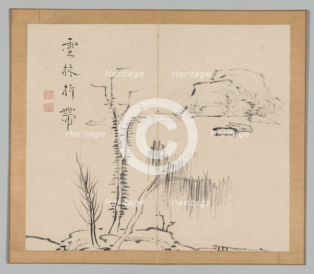 Double Album of Landscape Studies after Ikeno Taiga, Volume 2 (leaf 16), 18th century. Creator: Aoki Shukuya (Japanese, 1789).