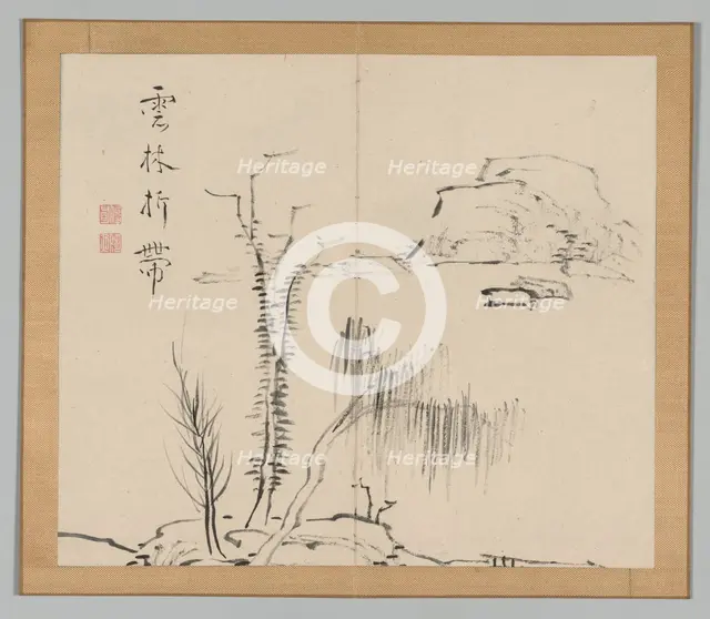 Double Album of Landscape Studies after Ikeno Taiga, Volume 2 (leaf 16), 18th century. Creator: Aoki Shukuya (Japanese, 1789).