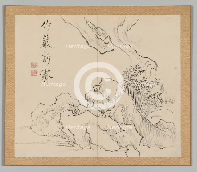 Double Album of Landscape Studies after Ikeno Taiga, Volume 2 (leaf 19), 18th century. Creator: Aoki Shukuya (Japanese, 1789).