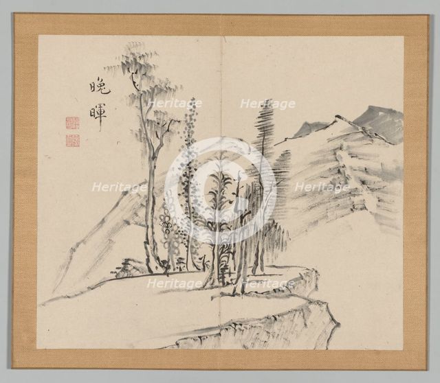 Double Album of Landscape Studies after Ikeno Taiga, Volume 2 (leaf 21), 18th century. Creator: Aoki Shukuya (Japanese, 1789).
