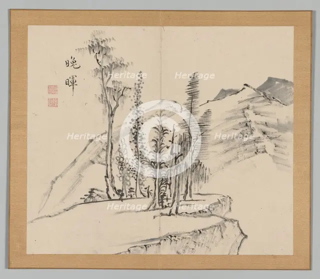 Double Album of Landscape Studies after Ikeno Taiga, Volume 2 (leaf 21), 18th century. Creator: Aoki Shukuya (Japanese, 1789).