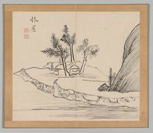 Double Album of Landscape Studies after Ikeno Taiga, Volume 2 (leaf 22), 18th century. Creator: Aoki Shukuya (Japanese, 1789)