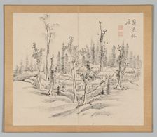 Double Album of Landscape Studies after Ikeno Taiga, Volume 2 (leaf 23), 18th century. Creator: Aoki Shukuya (Japanese, 1789)