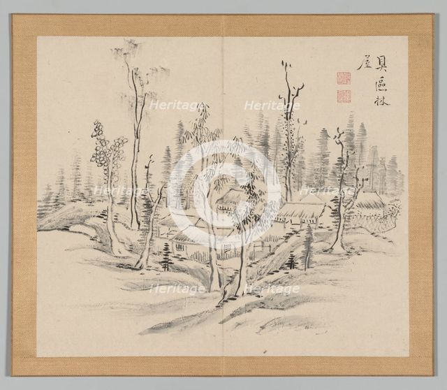 Double Album of Landscape Studies after Ikeno Taiga, Volume 2 (leaf 23), 18th century. Creator: Aoki Shukuya (Japanese, 1789).