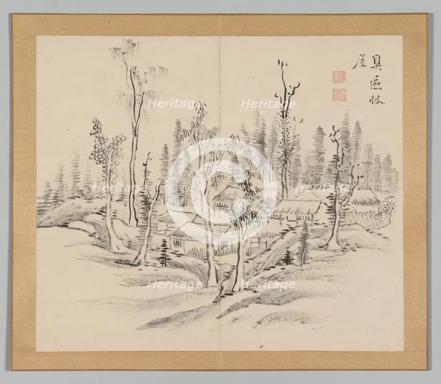 Double Album of Landscape Studies after Ikeno Taiga, Volume 2 (leaf 23), 18th century. Creator: Aoki Shukuya (Japanese, 1789).