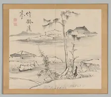 Double Album of Landscape Studies after Ikeno Taiga, Volume 2 (leaf 24), 18th century. Creator: Aoki Shukuya (Japanese, 1789)