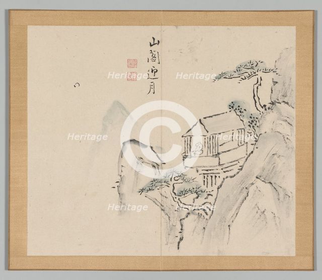 Double Album of Landscape Studies after Ikeno Taiga, Volume 2 (leaf 31), 18th century. Creator: Aoki Shukuya (Japanese, 1789).