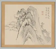 Double Album of Landscape Studies after Ikeno Taiga, Volume 2 (leaf 33), 18th century. Creator: Aoki Shukuya (Japanese, 1789)