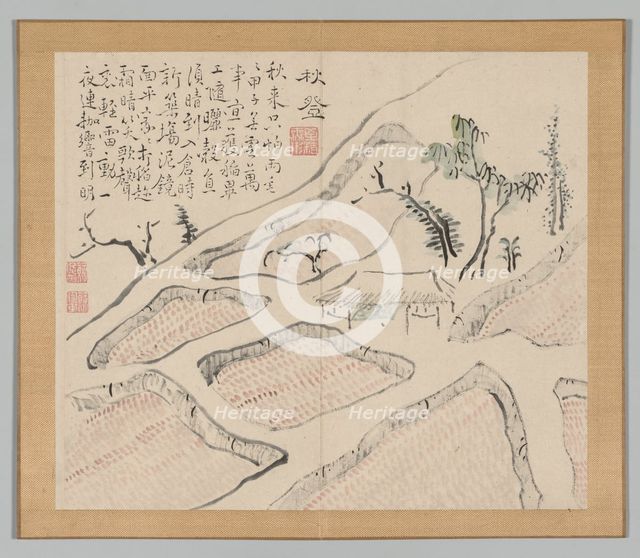 Double Album of Landscape Studies after Ikeno Taiga, Volume 2 (leaf 35), 18th century. Creator: Aoki Shukuya (Japanese, 1789).