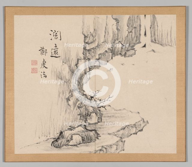 Double Album of Landscape Studies after Ikeno Taiga, Volume 2 (leaf 4), 18th century. Creator: Aoki Shukuya (Japanese, 1789).