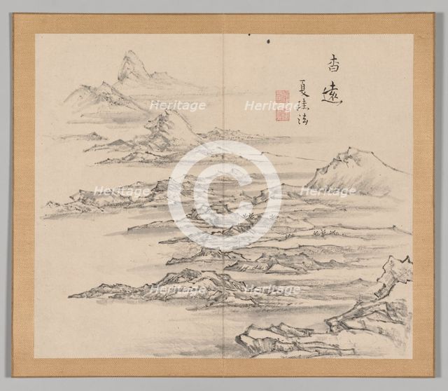 Double Album of Landscape Studies after Ikeno Taiga, Volume 2 (leaf 5), 18th century. Creator: Aoki Shukuya (Japanese, 1789).