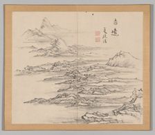 Double Album of Landscape Studies after Ikeno Taiga, Volume 2 (leaf 5), 18th century. Creator: Aoki Shukuya (Japanese, 1789)