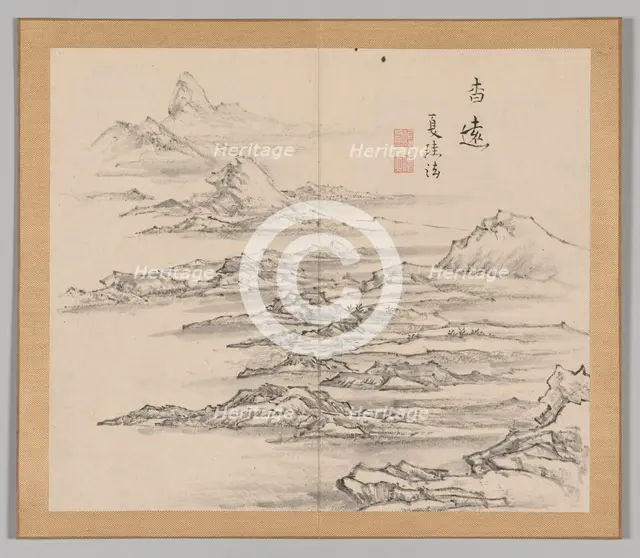 Double Album of Landscape Studies after Ikeno Taiga, Volume 2 (leaf 5), 18th century. Creator: Aoki Shukuya (Japanese, 1789).
