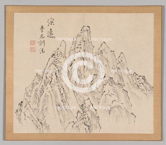 Double Album of Landscape Studies after Ikeno Taiga, Volume 2 (leaf 6), 18th century. Creator: Aoki Shukuya (Japanese, 1789).