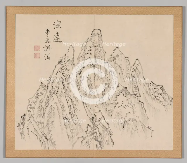 Double Album of Landscape Studies after Ikeno Taiga, Volume 2 (leaf 6), 18th century. Creator: Aoki Shukuya (Japanese, 1789).