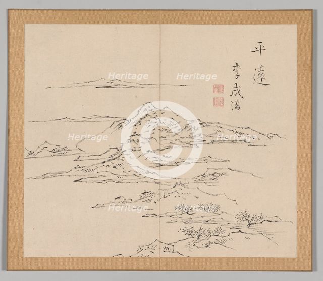Double Album of Landscape Studies after Ikeno Taiga, Volume 2 (leaf 8), 18th century. Creator: Aoki Shukuya (Japanese, 1789).
