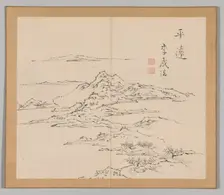 Double Album of Landscape Studies after Ikeno Taiga, Volume 2 (leaf 8), 18th century. Creator: Aoki Shukuya (Japanese, 1789)