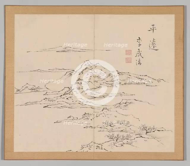 Double Album of Landscape Studies after Ikeno Taiga, Volume 2 (leaf 8), 18th century. Creator: Aoki Shukuya (Japanese, 1789).