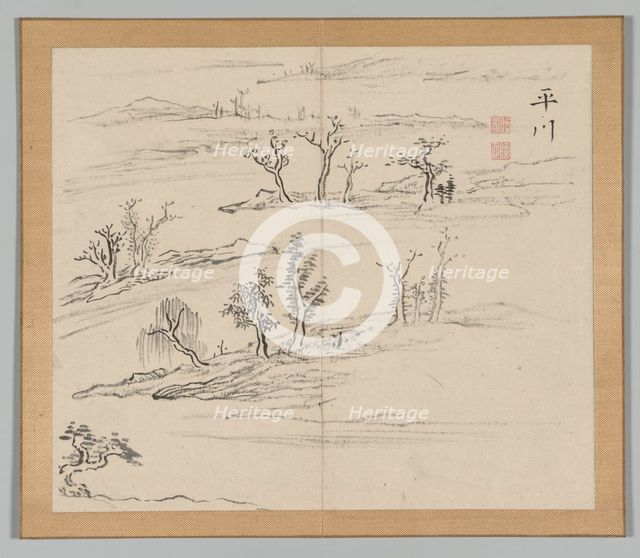 Double Album of Landscape Studies after Ikeno Taiga, Volume 2 (leaf 9), 18th century. Creator: Aoki Shukuya (Japanese, 1789).