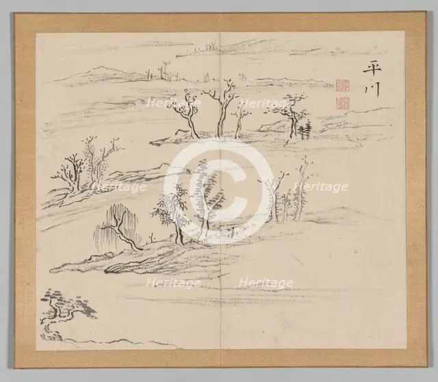 Double Album of Landscape Studies after Ikeno Taiga, Volume 2 (leaf 9), 18th century. Creator: Aoki Shukuya (Japanese, 1789).