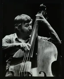 Double bassist Ron Mathewson playing at the Forum Theatre, Hatfield, Hertfordshire, 23 January 1982. Creator: Denis Williams