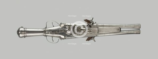 Double-Barrel Wheellock Pistol, Germany, c. 1570. Creator: Unknown.