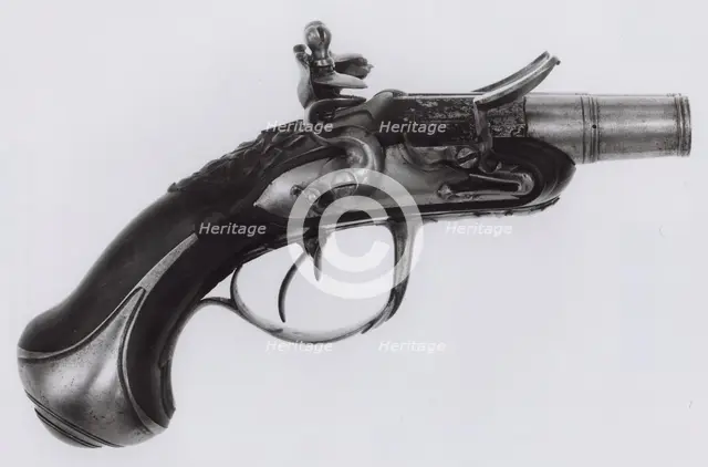 Double-Barrel Pocket Flintlock Breech-Loading Pistol, France, c. 1740/50. Creator: Unknown.
