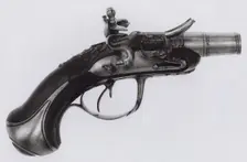 Double-Barrel Pocket Flintlock Breech-Loading Pistol, France, c. 1740/50. Creator: Unknown