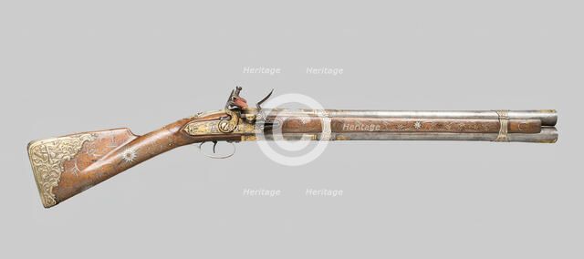 Double-Barreled Flintlock Blunderbuss, Russia, 1800. Creator: Unknown.