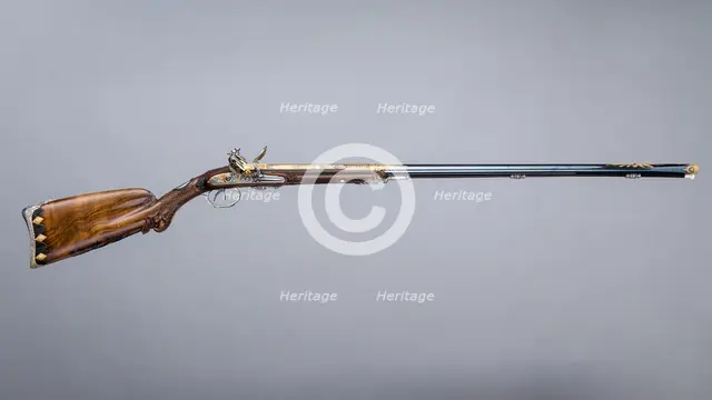 Double-Barreled Flintlock Shotgun, French, Versailles, dated 1801. Creator: Nicolas Noël Boutet.