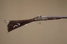 Double-Barreled Percussion Shotgun, French, Paris, dated 1854. Creators: Louis Perrin, Léopold Bernard