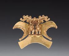 Double Bird-Headed Figure Pendant, c. 1000-1500. Creator: Unknown