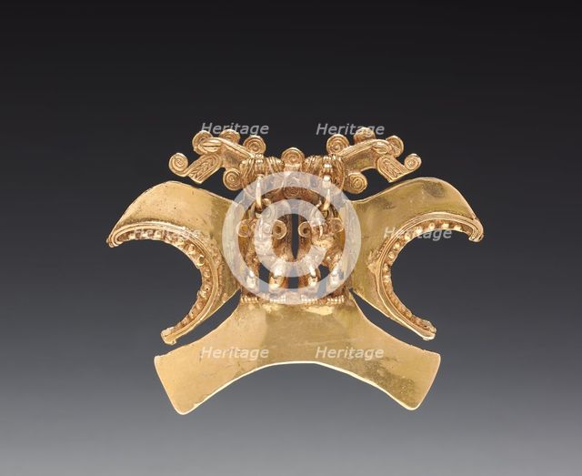 Double Bird-Headed Figure Pendant, c. 1000-1500. Creator: Unknown.