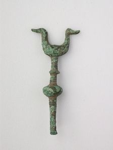 Double Birds on Knobbed Pole, Geometric Period (800-600 BCE). Creator: Unknown