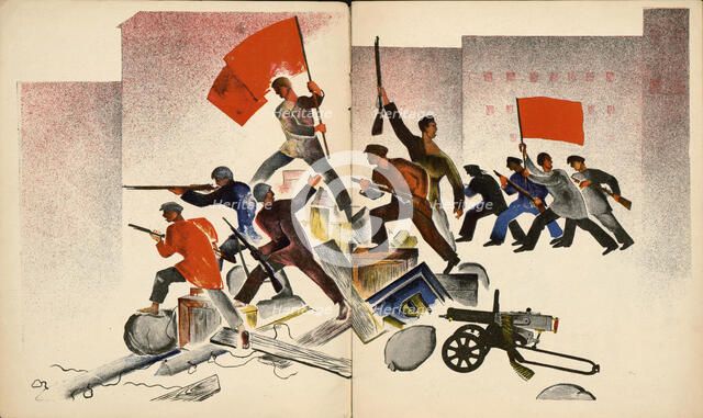 Double book pages from "October songs", 1927. Creator:  Popova, Lidia Vladimirovna (1903-1953).