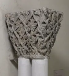 Double Capital with Vine Tendrils, French, 1170-80. Creator: Unknown