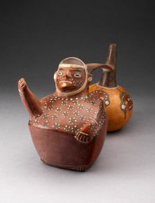 Double-Chambered Vessel Depicting a Figure and Trophy Heads, A.D. 500/800. Creator: Unknown