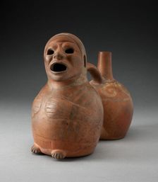 Double Chambered Vessel in the Form of Seated Figure, Possibly Deceased, 100 B.C./A.D. 500. Creator: Unknown