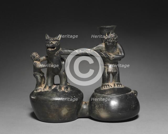 Double-chambered Vessel with Figures and Camelid, 1470-1532. Creator: Unknown.