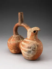Double-Chambered Stirrup Spout Vessel in Form of a Parrot, 100 B.C./A.D. 500. Creator: Unknown