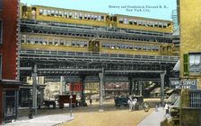 Double deck railway, the Bowery, New York City, New York, USA, 1916