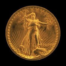 Double Eagle Twenty Dollar Gold Piece [obverse], model 1905-1907, struck 1907. Creator: Augustus Saint-Gaudens