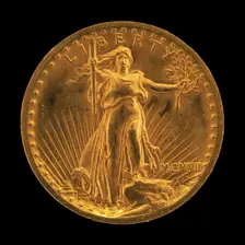 Double Eagle Twenty Dollar Gold Piece [obverse], model 1905-1907, struck 1907. Creator: Augustus Saint-Gaudens