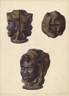 Double Faced Negro Head Bank, c. 1938. Creator: Clementine Fossek