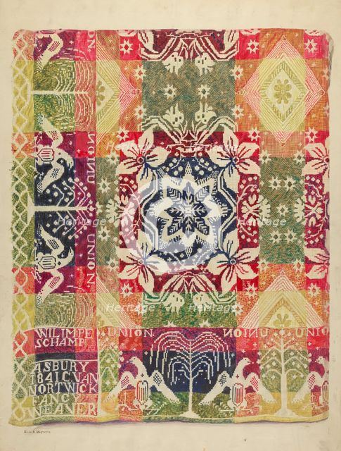 Double Faced Blanket, 1935/1942. Creator: Edith Magnette.