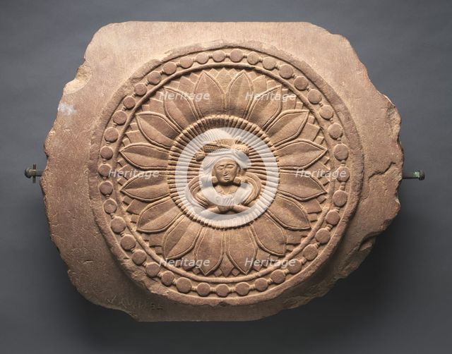 Double-Faced Crossbar from a Railing: Male Worshipper (recto), c. 150 BC. Creator: Unknown.