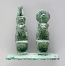 Double Figurine of Hawk and Lion Deities, Late Period-Ptolemaic Period (711-30 BCE) or later. Creator: Unknown